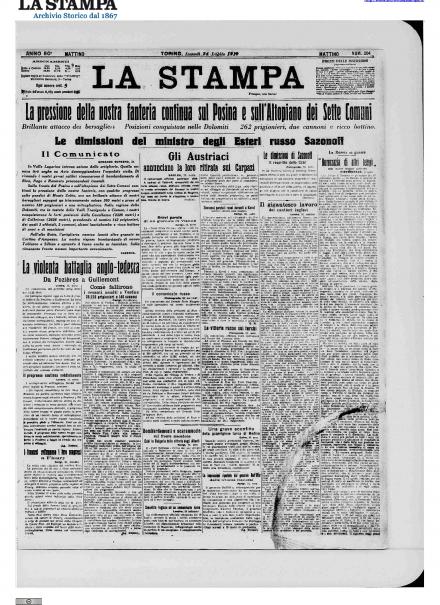 LA PRIMA PAGINA DE LA STAMPA