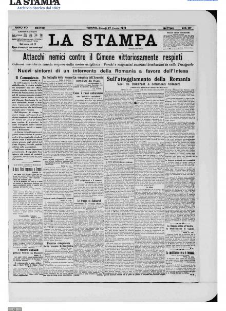 LA PRIMA PAGINA DE LA STAMPA