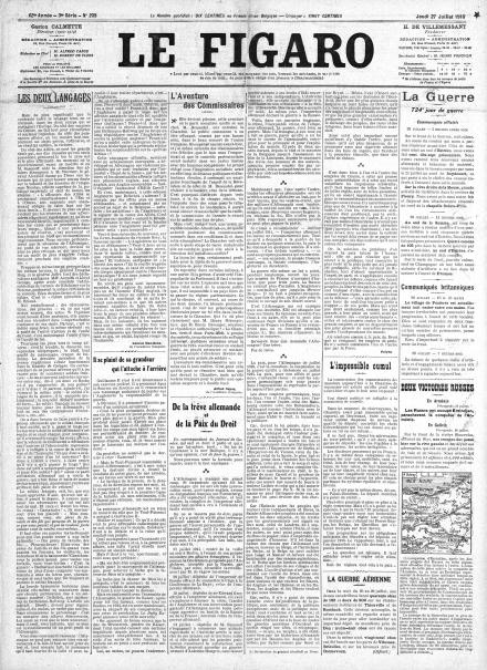 LA PRIMA PAGINA DE LE FIGARO