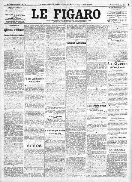 LA PRIMA PAGINA DE LE FIGARO