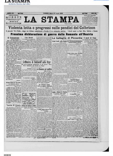 LA PRIMA PAGINA DE LA STAMPA