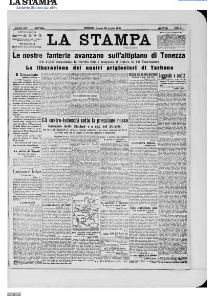 LA PRIMA PAGINA DE LA STAMPA