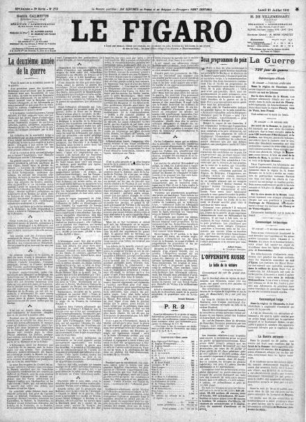 LA PRIMA PAGINA DE LE FIGARO