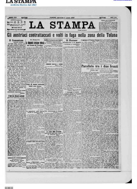 LA PRIMA PAGINA DE LA STAMPA