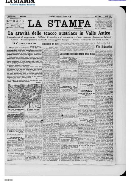 LA PRIMA PAGINA DE LA STAMPA