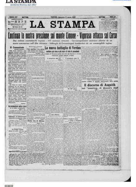 LA PRIMA PAGINA DE LA STAMPA
