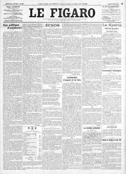LA PRIMA PAGINA DE LE FIGARO