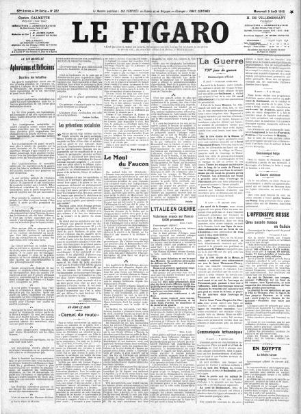 LA PRIMA PAGINA DE LE FIGARO