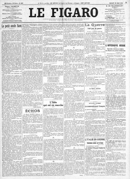 LA PRIMA PAGINA DE LE FIGARO