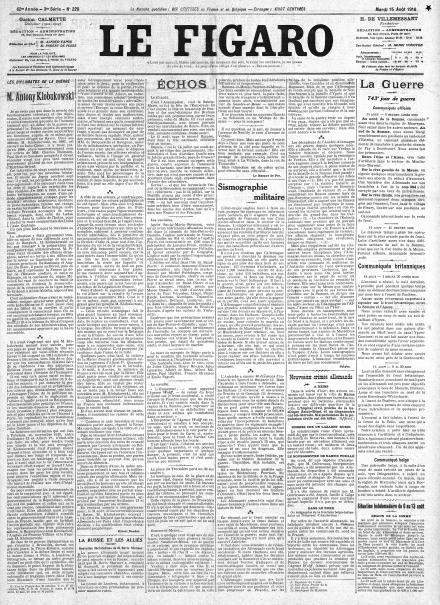 LA PRIMA PAGINA DE LE FIGARO