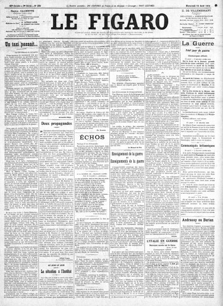 LA PRIMA PAGINA DE LE FIGARO