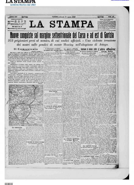 LA PRIMA PAGINA DE LA STAMPA