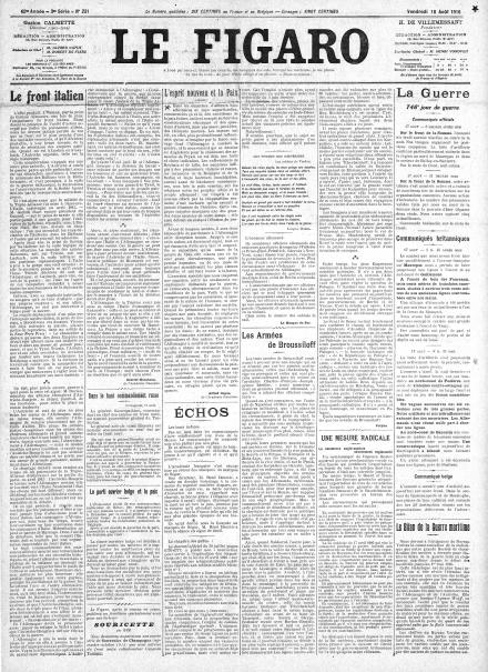 LA PRIMA PAGINA DE LE FIGARO