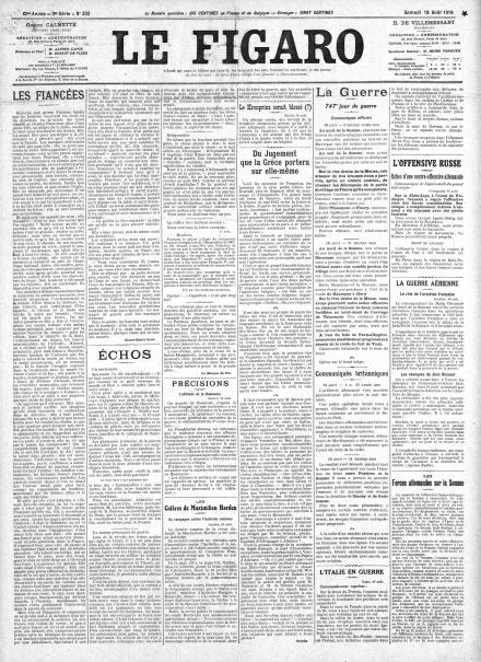 LA PRIMA PAGINA DE LE FIGARO