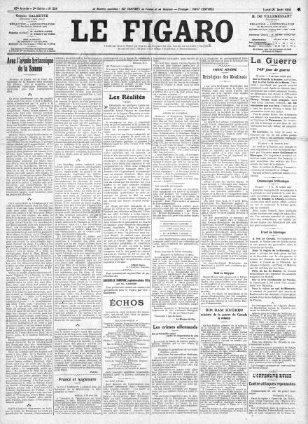 LA PRIMA PAGINA DE LE FIGARO