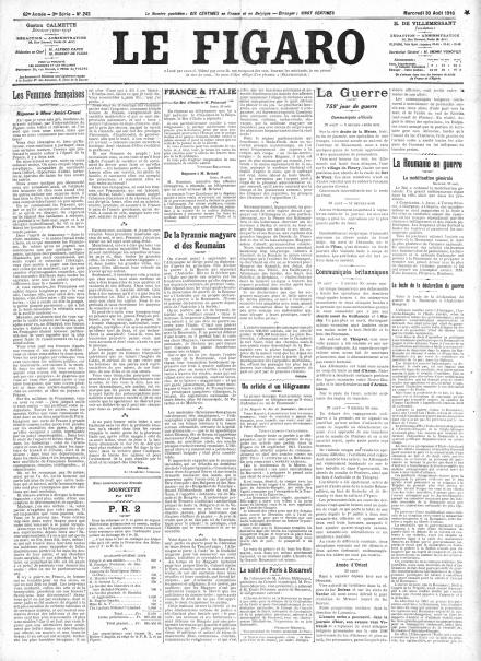 LA PRIMA PAGINA DE LE FIGARO