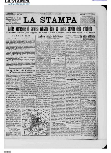 LA PRIMA PAGINA DE LA STAMPA