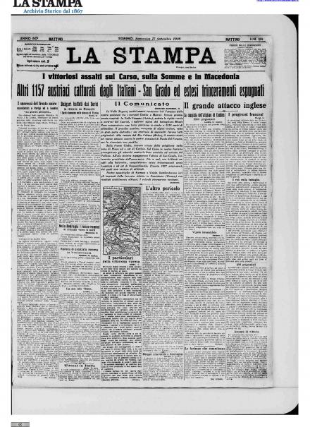 LA PRIMA PAGINA DE LA STAMPA