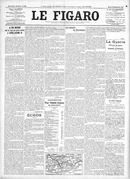 LA PRIMA PAGINA DE LE FIGARO