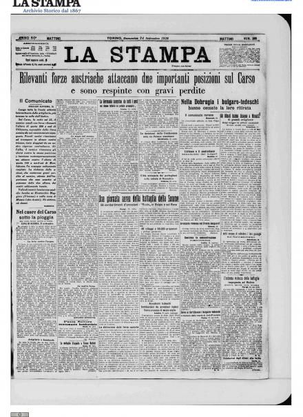 LA PRIMA PAGINA DE LA STAMPA