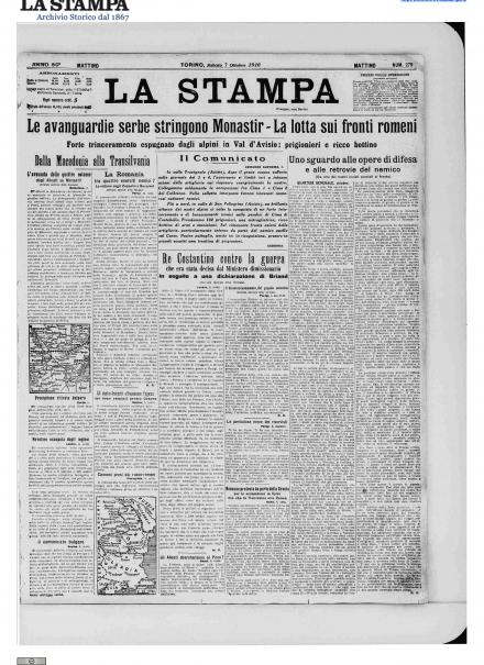 LA PRIMA PAGINA DE LA STAMPA