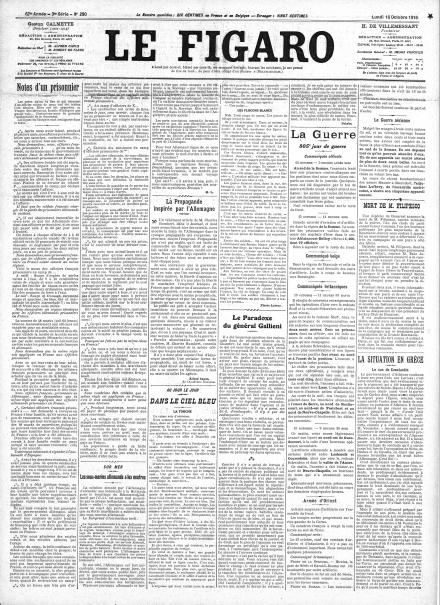 LA PRIMA PAGINA DI LE FIGARO