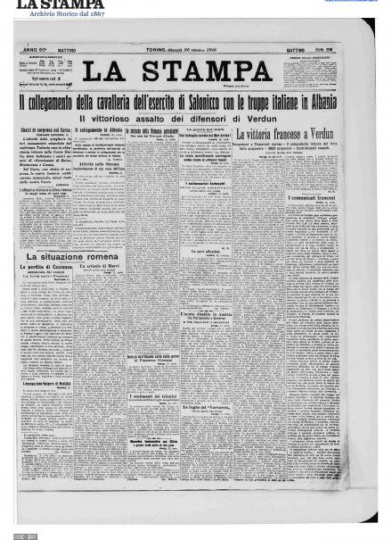LA PRIMA PAGINA DE LA STAMPA