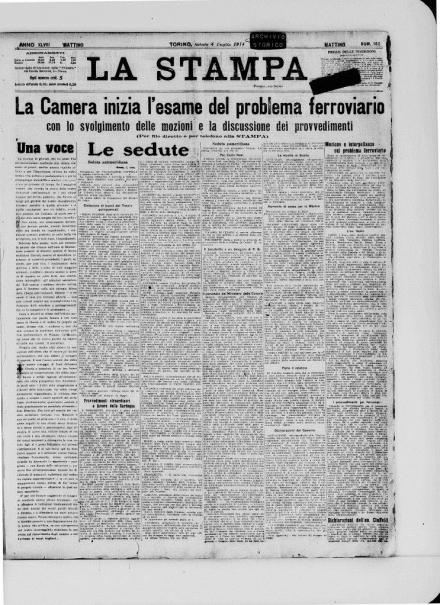 La prima pagina de La Stampa del 4 luglio 1914