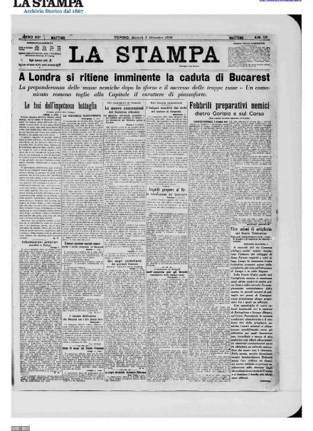 LA PRIMA PAGINA DE LA STAMPA