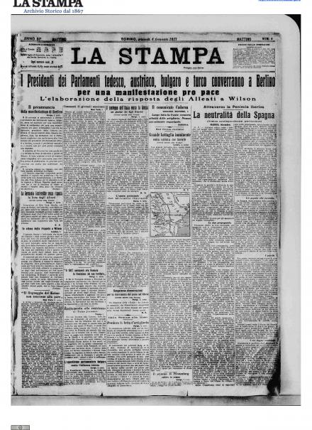 La prima pagina de La Stampa del 4 gennaio 1917 LA PRIMA PAGINA DE LA STAMPA