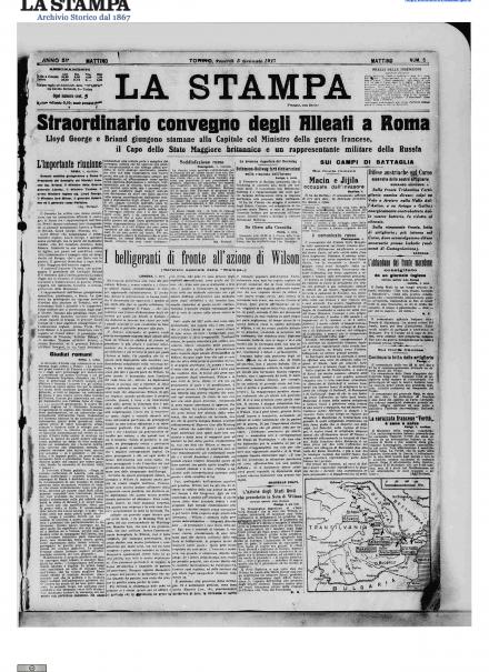 La prima pagina de La Stampa del 5 gennaio 1917 LA PRIMA PAGINA DE LA STAMPA