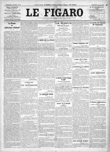 La prima pagina de Le Figaro del 5 gennaio 1917 LA PRIMA PAGINA DE LE FIGARO