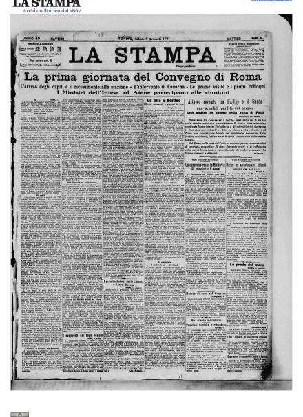 La prima pagina de La Stampa del 6 gennaio 1917 LA PRIMA PAGINA DE LA STAMPA