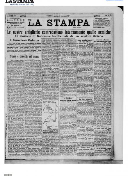 La prima pagina de La Stampa del 9 gennaio 1917 LA PRIMA PAGINA DE LA STAMPA