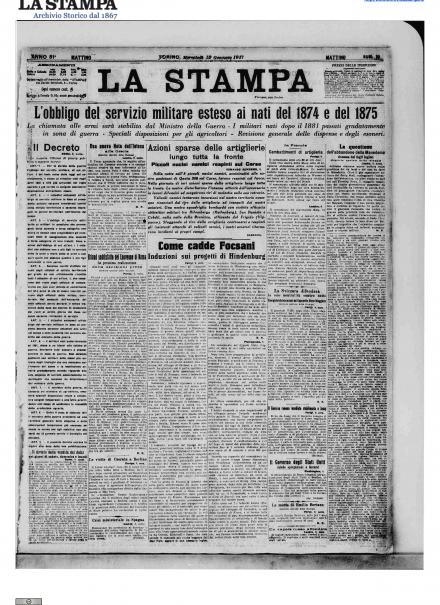 La prima pagina de La Stampa del 10 gennaio 1917 LA PRIMA PAGINA DE LA STAMPA