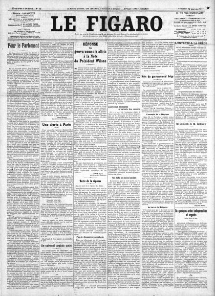 LA PRIMA PAGINA DE LE FIGARO