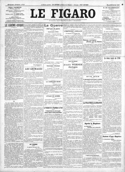 LA PRIMA PAGINA DE LE FIGARO