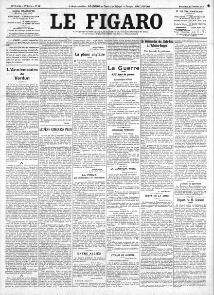 LA PRIMA PAGINA DE LE FIGARO
