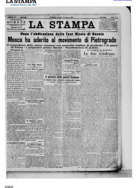 LA PRIMA PAGINA DE LA STAMPA