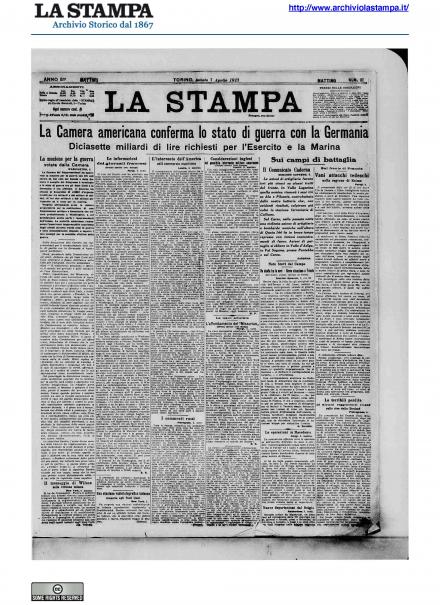 La prima pagina de La Stampa del 7 aprile 1917