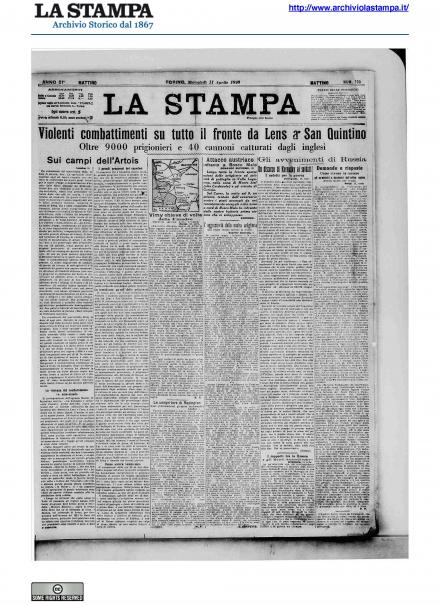 La prima pagina de La Stampa del 11 aprile 1917
