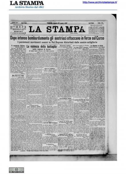 La prima pagina de La Stampa del 26 aprile 1917