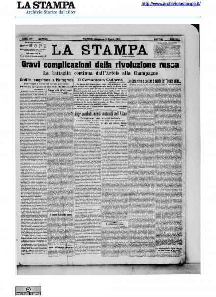 La prima pagina de La Stampa del 6 maggio 1917