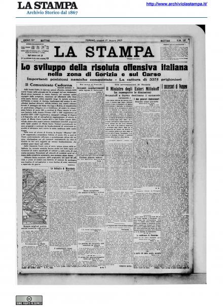 La prima pagina de La Stampa del 17 maggio 1917