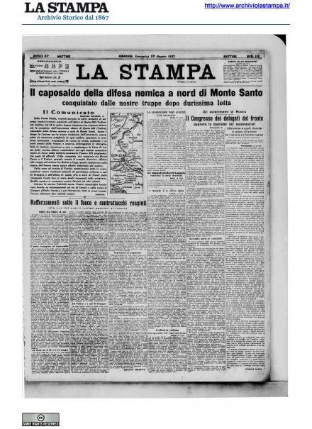 La prima pagina de La Stampa del 20 maggio 1917