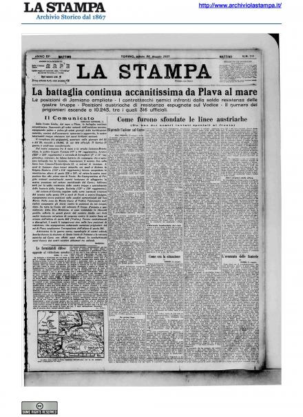 La prima pagina de La Stampa del 26 maggio 1917