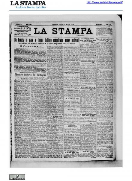 La prima pagina de La Stampa del 28 maggio 1917