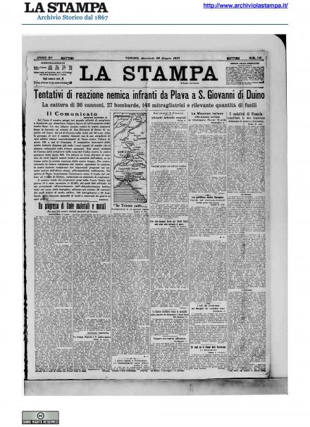 La prima pagina de La Stampa del 30 maggio 1917