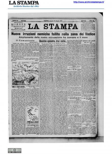 La prima pagina de La Stampa del 31 maggio 1917