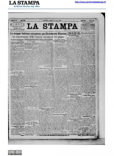 La prima pagina de La Stampa del 11 giugno 1917